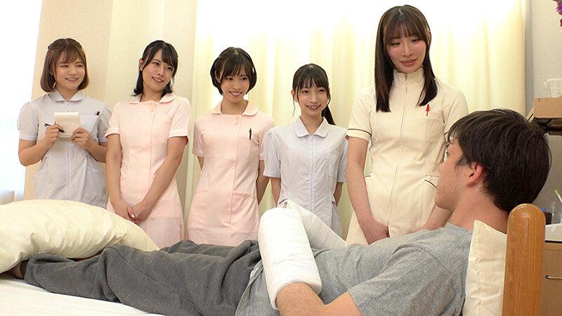 コレが献身的な看護というものなのか…入浴出来ない僕のカラダ（やたらと乳首）を拭いてくれる美人ナースのせいでチ●ポは我慢の限界を迎える…。そんな噂は一気に広まり、欲求不満な5人の白衣の天使達が、入れ替わり立ち代わり僕の乳首を刺激しに病室へやって来る！ サンプル画像 3