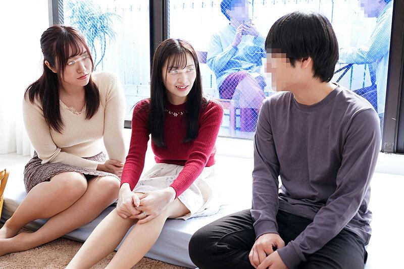 一般男女モニタリングAV マジックミラーの向こうには愛する旦那たち！巨乳ママ友2人組が初対面の童貞くんをW筆おろし！旦那よりも遥かにおっきい年下デカチ○ポに火照ってしまったご無沙汰人妻2人のチ○ポ奪いあいハーレム逆3P連続中出し！ サンプル画像 3